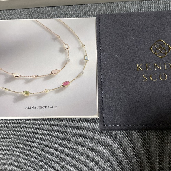 Kendra Scott Alina Choker Necklace in Multi Gemstone Mix and 14k YG - Picture 2 of 6
